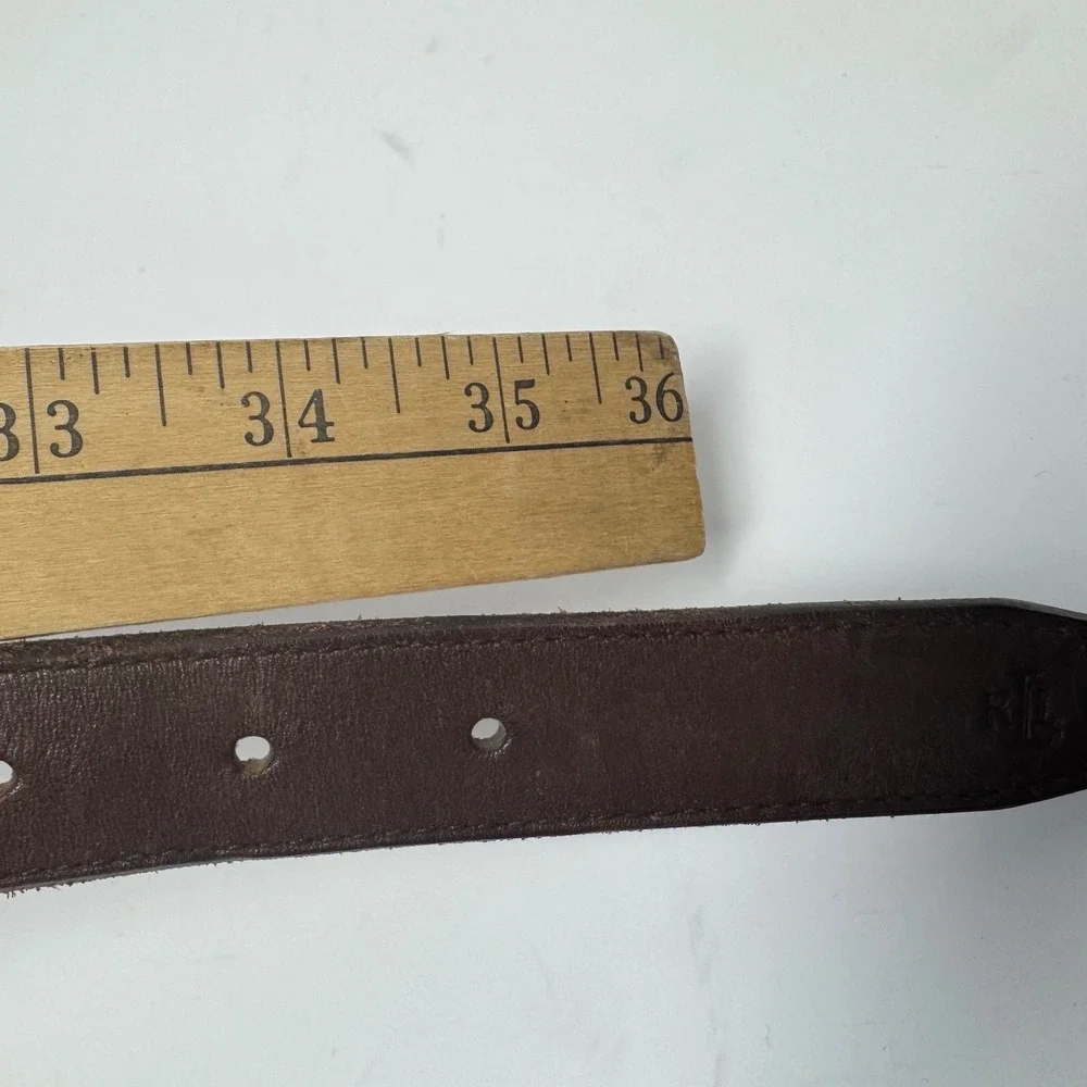Ralph Lauren Kids Dark Brown Leather Belt Gold Buckle 38 9108005-210 Uniform